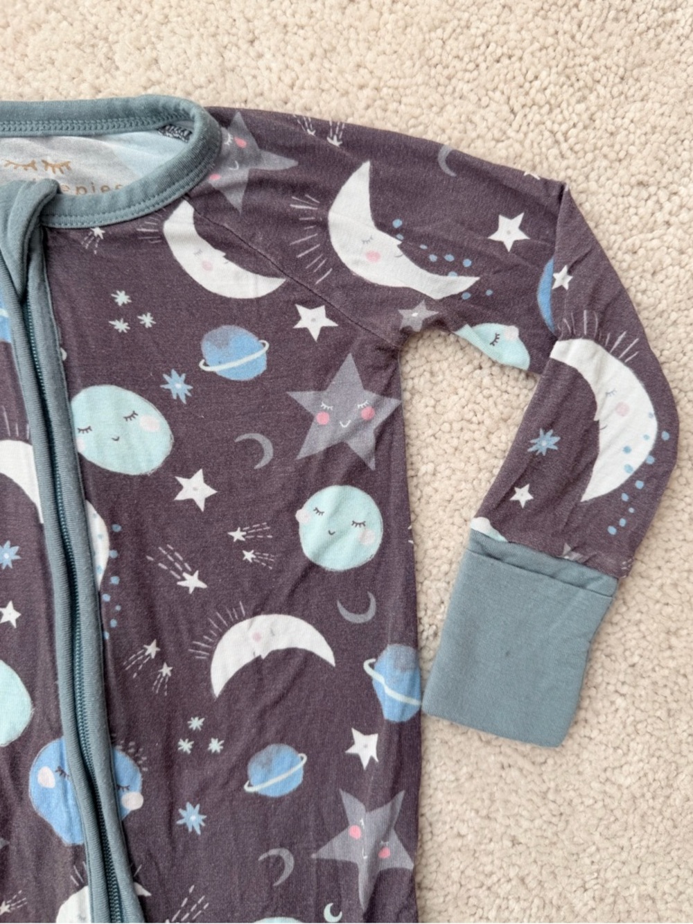 Little Sleepies Gray Moon & Blue Planet Footie - Picture 3 of 12